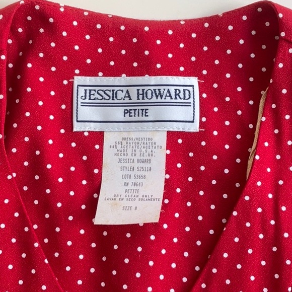 Jessica Howard Size 8P polka dots Red Dress Pretty Woman vintage - Picture 6 of 7